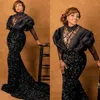 ASO EBI Black Mermaid Formella aftonklänningar Glitter SEBVINADE 2022 Arabiska Dubai African Celebrity Party Glänningar Fullärmare Pärlor H324N