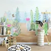 Papier peint Mural personnalisé nordique Ins peint à la main Cactus 3D plante peinture murale salon TV canapé chambre décor à la maison 3D papier peint