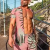 Moda Erkekler Yaz Trailsuits Hawaii Kısa Kollu Baskı Bluz Gömlek Toplar Şort Setleri Giysileri Pembe Sarı Siyah2518