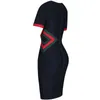 オクストード女性ヴェスディド包帯ドレス夏のカラーブロッククラブパーティーボディコンエレガントな高品質HL 210527