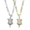 2 Couleurs Glacé Hip Hop Brillant Fleur Pendentif Collier Pavé Blanc Cz Longueur 41 + 5 Cm Bijoux Dainty Pour Femmes Cadeau De Mariage X0509