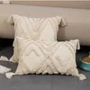 Cushion/Decorative Pillow Beige Tufted Embrpidery Cover Tassels Decoration Cushion 45x45cm/30x50cm Home Sofa Pilow Case Sham