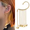 Gold Plated Metal Butterfly Ear Clips Without Piercing For Women Sparkling Zircon Ear Cuff Clip Femal Earrings Wedding Jewelry
