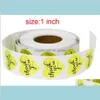 Band klistermärken levererar Office School Business Industrial Good Quality 500pcsroll 1 tum Guldrundan Tack Limetikett Kuvert