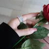 Bröllopsringar Fashion Personlighet Emerald Cut Moissanite Row Ring Trendy Bands Women Geometric