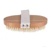 Natural Boar Bristle Brush Back Body Borste Bambu Ta bort Död Skin Dusch Badborstar Spa Massage med nitar utan handtag T500692