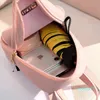 Mochila estilo feminino mini luxo pu couro kawaii fofo bagpet rigoroso sacos de escola pequenas para meninas arco-nó folha oca