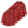 Czerwona Plaid Baby Boys Shirts Siatka Odzież dziecięca Klasyczna Koszula Koszula Topy Dzieci Ubrania Bawełniany Chłopiec Overshirt Girl Jumper 2-9year 210413