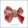 Stift, broscher smycken mode rött färg band strass för kvinnor elegant emaljerad pin lady julklapp semesterklänning dekoration drop