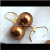 Stud Jewelry Drop Delivery 2021 Huge 16Mm South Sea Chocolate Shell Pearl Earrings 14K Gold Accessories Bl9