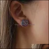 Stud Earrings Jewelry 12Mm 10Colors Romantic Geometric Round Fantasy Ear Studs Resin Druzy Drusy Stainless Steel Crystal Clips Women Drop De