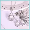 Orecchini Collana Set di gioielli Set di perle di modo Set di perle di moda Donne Crystal Drip Shape Pendant Set Set Collane Collane per la sposa Sposa Engagemen