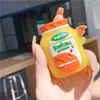 Bebida de garrafa de suco de laranja 3D fofo para airpods 1 2 pro tampa de proteção para fones de ouvido Bluetooth Capas de silicone