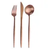 new Gold Dinnerware Set Tableware Fork Knife Spoon Matte Rose Gold Western Metal Stainless Steel Dinner Knife Fork Flatware sets