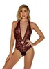 New Women's Luxury Lingerie-sexy Hot Bodysuit Deep V Sling Halter Embroidery Lace Transparent Mesh Lingerie 211208