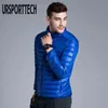URSPORTTECH Brand Autumn Winter Light Down Jacket Men's Fashion Short Large Lightweight Youth Slim Coat Big Size 3XL G1108