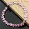 Bröllopsmycken sätter kvinnor elegant silver 925 Big Pink CZ Stone Earrings Rings Fashion Accessories Necklace Kit Drop5691802