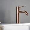 Brushed Gold/Black Bathroom Washbasin Cold and H Water Mixer Tap Deck Mounted Single Hole Basin Faucet