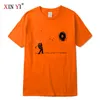 XIn Yi Męskie Wysokiej Jakości 100% Bawełna Śmieszne Astronaut Print T Shirt Loose O-Neck Mężczyźni Tshirt Krótki Rękaw Koszulka Męskie Tee Topy 210706