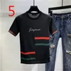 T-shirt a maniche corte da uomo con striscia di seta ricamo ricamo ricamo aderente marca traspirante T-shirt a maglia traspirante 210420