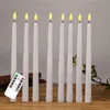 Pacote de 8 velas cônicas LED remotas brancas quentes sem chama, lâmpada realista de cintilação brilhante operada por bateria, velas LED marfim de 28 cm H12233a