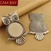 20st Metal Owl Pendats Halsband Inställningar Fit 20mm 25mm rund cabochon bas DIY Pendant Blank Tray Bezel Jewelry Accessories233h