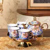 decoração do casamento rotatable europeu com a bandeja cerâmica Tarde inglesa Teaptar chá xícara de chá de chá de alta qualidade