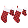 Décorations de Noël 4pcs Bas Noir Blanc Rouge Plaid Bas de Noël Cheminée Suspendue