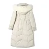Edad reductora de cintura de invierno más abrigo largo de mujer a prueba de viento con chaqueta de edredón blanca