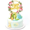 Cake Topper Light Flower Happy Birthday Cake Włożone Karty Akrylowe Eleganckie Czcionki Przyjęcie Urodzinowe Dekoracji Dostawy 6 Styl