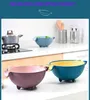 Fruit Double Drain Storage Basket Rice Washing Colander Baskets Kitchen Strainer Noodles Vegetables Drain Basket Tools 210626