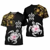 Erstaunliche polynesische Meeresschildkröte TattooHibiscus Harajuku Mode 3D gedruckt Shorts Ärmel T-Shirts Männer/Frauen T-Shirts Tops 210707