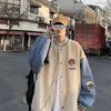 Oversized Bomber Jacket Mäns Coat Korean Fashion Spring Hip-Hop Loose BF Sport Preppy Style Casual Baseball Uniform 211214