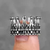 Anillos de banda de alta calidad Fashion Cool Elegant Vintage Queen Crown S acero inoxidable Men anillo Sier y Black Size 713