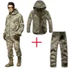 Vintermän taktiska softshell t jacket set camouflage windbreaker vattentät jaktrockar outwear army militär fleece 211217