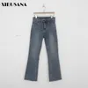 Dorywczo wysoki talia dżinsowe spodnie flary dżinsy dla kobiet stylowe split niebieski spodnie kobiet streetwear pantalon 210423