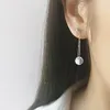 Boucles d'oreilles longues en argent à franges de tempérament élégant 925 Sterling Japon et Corée Boule colorée Perle Dangle Lustre