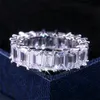 Choucong Simple Fashion Bijoux de mariage ANLAGES 925 STERLING Silver Emerald Cut White Topaz CZ Diamond Gemstones Party Femme Femmes 4632283