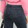 Zhisilao Harem Jeans Spodnie Moda Wysoka Talia 100% Bawełna Luźny Vintage Blue Denim Jesień Streetwear 211129