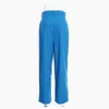 Taille haute Bleu Bref Plissé Longue Jambe Large Pantalon Pantalon Droit Femmes Mode Marée Printemps Couleur 1Z824 210421
