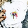 Женская леди Флористическая акварельная пчела мода повседневная 90-х печати T Tee женская футболка для женской рубашки одежда верхняя графическая футболка X0527