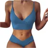 Women's Swimwear Solid Sexy Bikini Summer Swimsuit Women Set 2PCS Filled Soild Beachwear Bathing Suit Maillot De Bain Femme G4