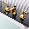 Waschbecken Wasserhahn Gold Badezimmer 3 Loch Doppelgriff Deck montiert Badewanne Dusche Mixer Wasserhahn HG-271 Waschbecken Wasserhähne