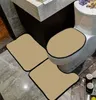 Practical Toilet Set Retro White Bath Mats 3 Pieces Sets Hotel Bathroom Non Slip Carpet Family Bathroom Decoration Carpets For Home \