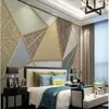 Modern 3d wallpaper geometric leaf texture light luxury golden embossed line background wall