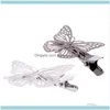 Verktyg Productsaming Kommer Golden Butterfly Hår Aessories Clip Headpiece Head Side Dekor Bröllop Smycken1 Drop Leverans 2021 3QT9B