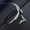 Örhängen Halsband Moontree Kvinnor Bröllop Bridal Bangle Ring Dubai Dress Smycken Set Lxury Ginkgo Leaf Full Micro Cubic Zirconia