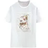 Büyük Boy Yaz Pamuk Beyaz Siyah Tişörtleri Kısa Kollu Rahat T-shirt Kadın O-Boyun Gevşek Aplike Tee Gömlek Femme 210604