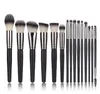 RANCAI LUXE COMPLETE Makeup Brush Set - Inclui 15 pcs rosto e maquiagens de olho pincéis, puro sintético natural completamente cosméticos conjuntos (rosa, preto)