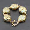 Perlenstränge GuaiGuai Schmuck natürliche ovale Form blaue Larimar-Chips gepflastert vergoldet Wickelarmband handgefertigt für Frauen Inte22